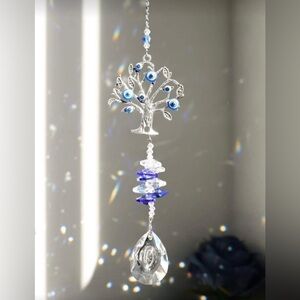 Silver and Blue Evil Eye Tree Ornament